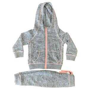 90 DEGREE BY REFLEX Sweat Suit Girls 2 2T Grey Joggers Hoodie Track Toddler Girl